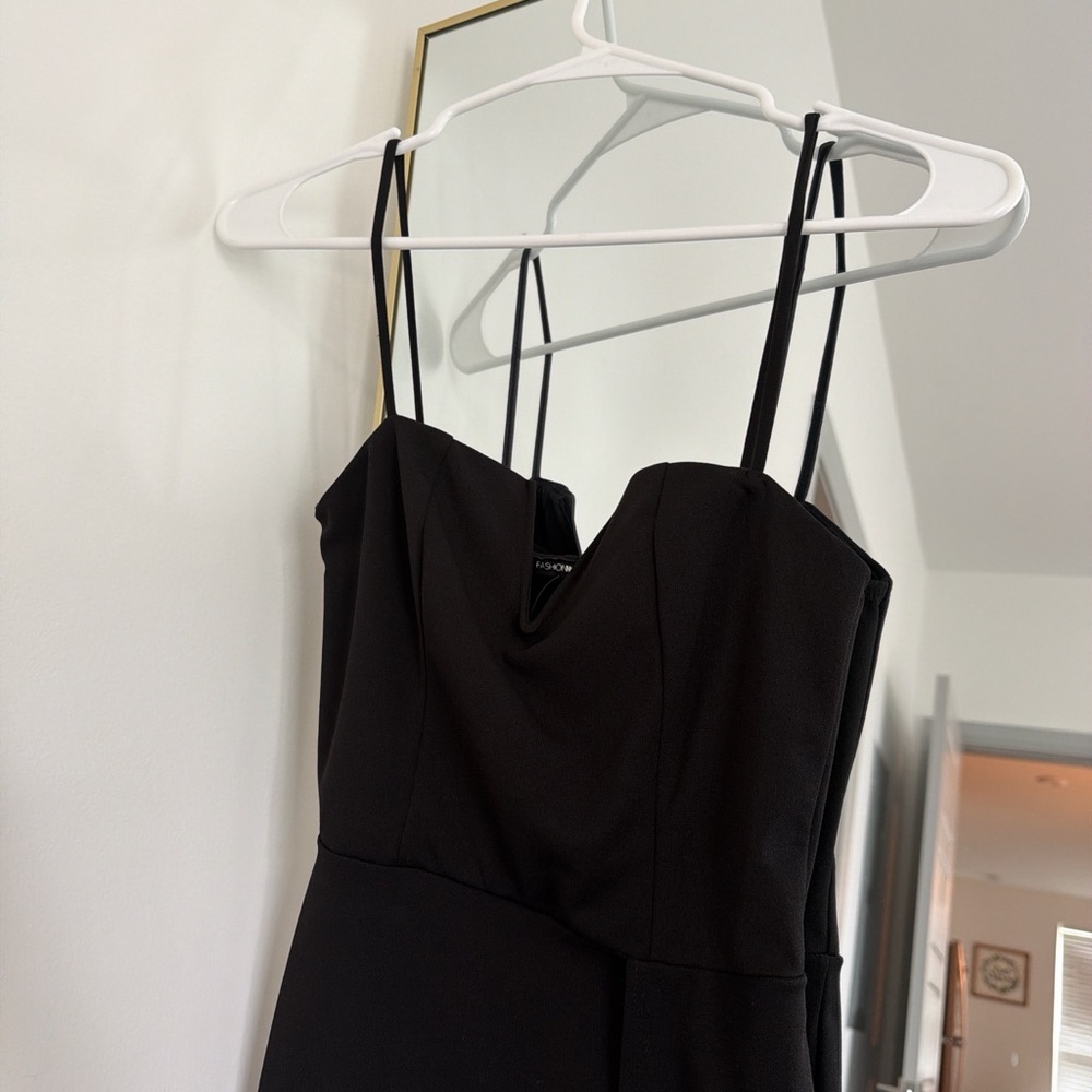 Fashion Nova Black Mini Dress with Double Spaghetti Straps